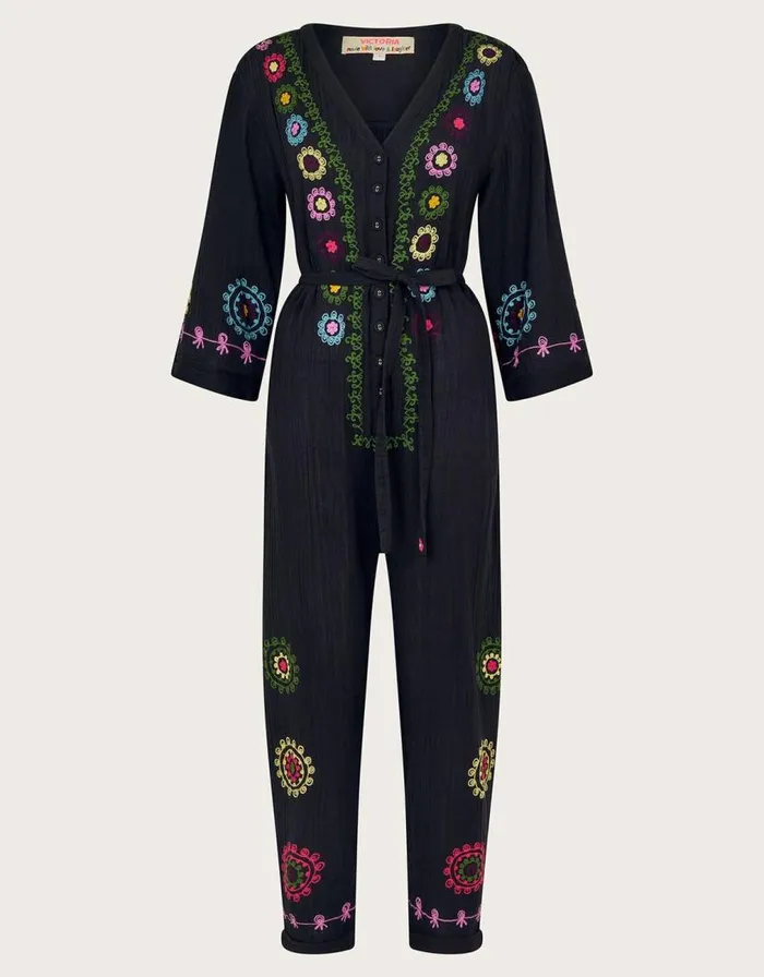 Monsoon La Galeria Elefante HandEmbroidered Jumpsuit Black Women Day Dresses Monsoon La Galeria Elefante HandEmbroidered Jumpsuit Black Women Day Dresses