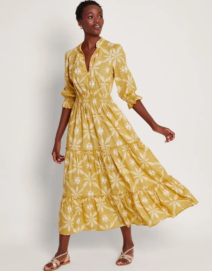 Monsoon La Galeria Elefante Print Dress Yellow Women Day Dresses Monsoon La Galeria Elefante Print Dress Yellow Women Day Dresses