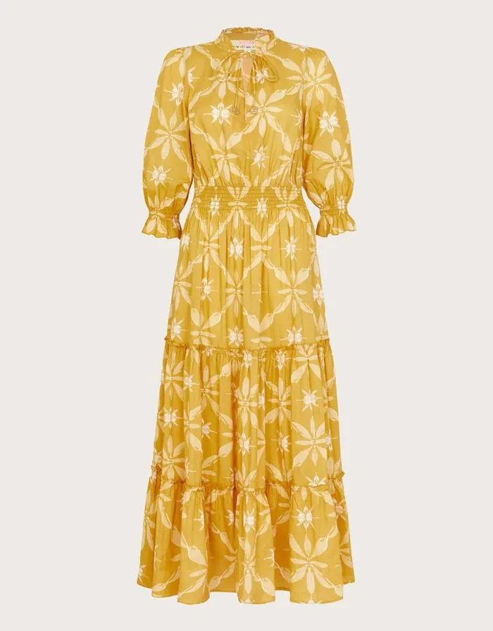 Monsoon La Galeria Elefante Print Dress Yellow Women Day Dresses Monsoon La Galeria Elefante Print Dress Yellow Women Day Dresses