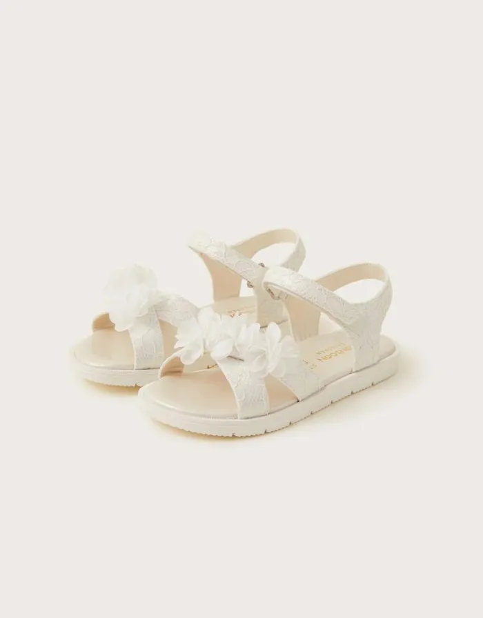Monsoon Lace Corsage Sandals Ivory Children Girls039 Shoes and Sandals