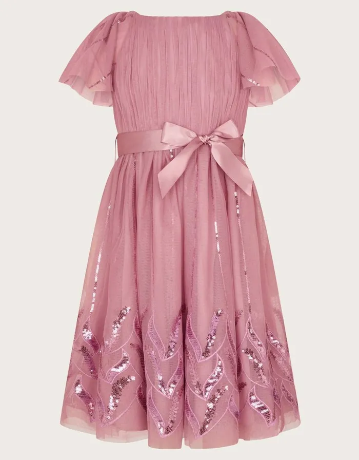 Monsoon Layla Sequin Stitch Dress Pink Children Dresses Monsoon Layla Sequin Stitch Dress Pink Children Dresses