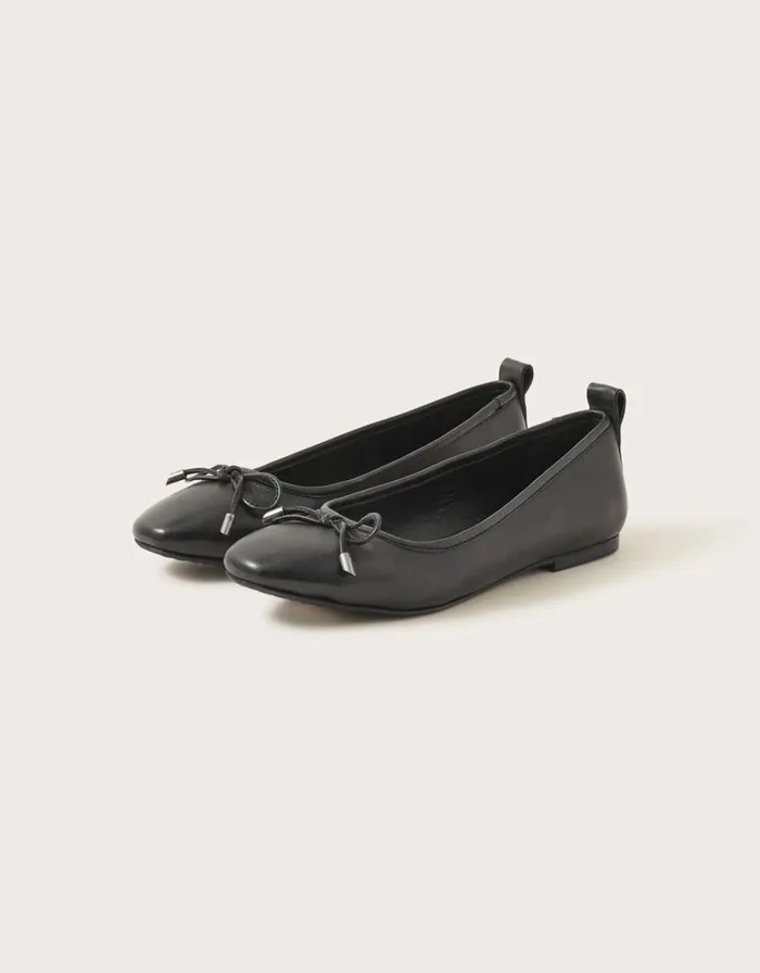 Monsoon Leather Ballet Flats Black Women Sandals