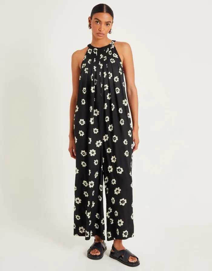 Monsoon Lei Floral Wide Leg Jumpsuit Black Women Beachwear and Swimwear Monsoon Lei Floral Wide Leg Jumpsuit Black Women Beachwear and Swimwear