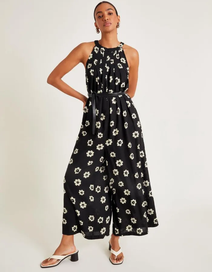 Monsoon Lei Floral Wide Leg Jumpsuit Black Women Beachwear and Swimwear Monsoon Lei Floral Wide Leg Jumpsuit Black Women Beachwear and Swimwear