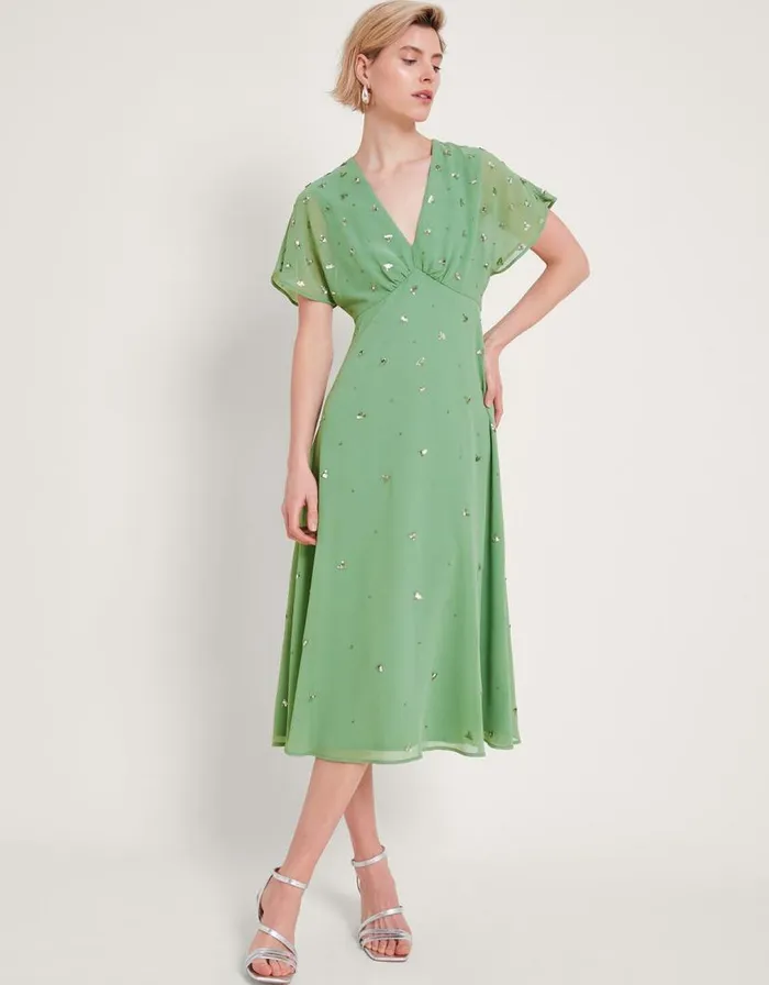 Monsoon Leona Embellished Dress Green Women Occasionwear Monsoon Leona Embellished Dress Green Women Occasionwear
