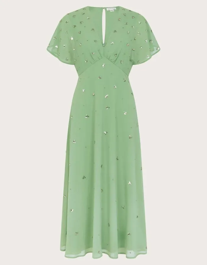 Monsoon Leona Embellished Dress Green Women Occasionwear Monsoon Leona Embellished Dress Green Women Occasionwear