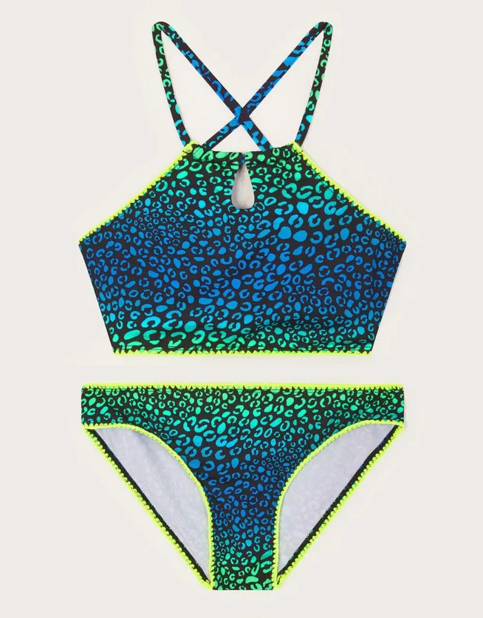 Monsoon Leopard Print Bikini Green Children Beachwear and Swimwear