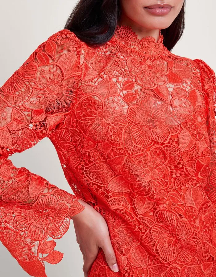 Monsoon Lila Lace Tunic Dress Orange Women Occasionwear Monsoon Lila Lace Tunic Dress Orange Women Occasionwear