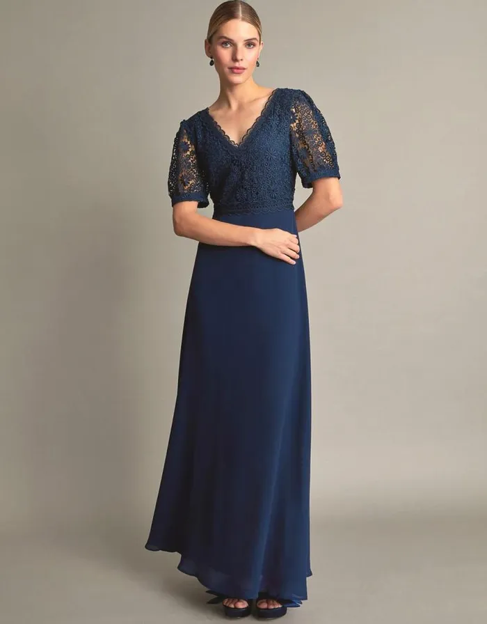 Monsoon Lilibet Lace Maxi Dress Blue Women Occasionwear