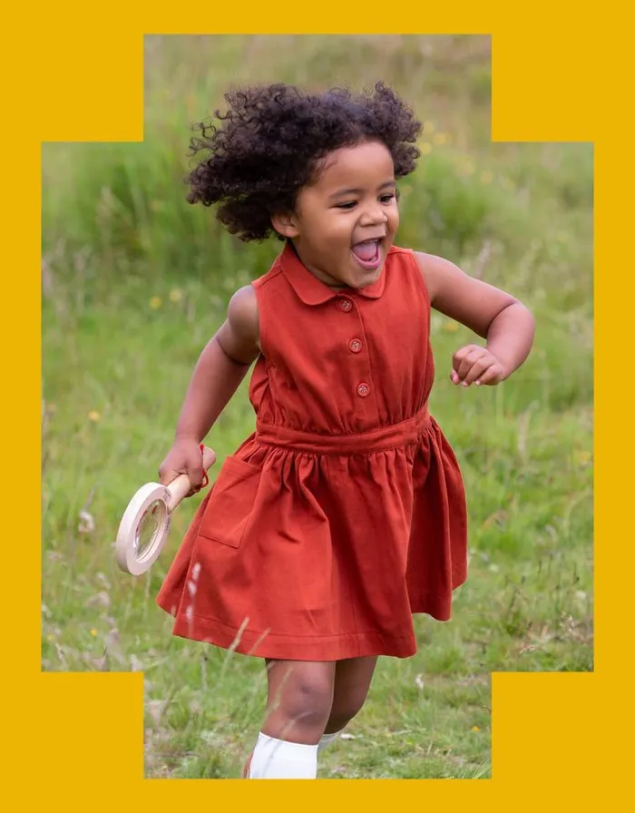Monsoon Little Green Radicals Pinafore Dress Red Children Dresses