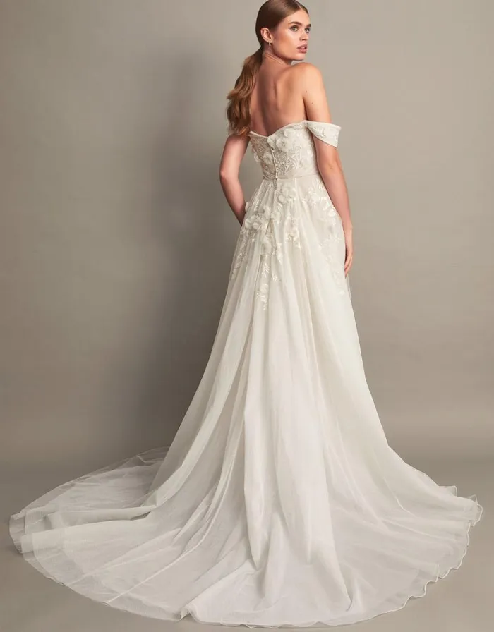 Monsoon Luciane OffShoulder Bridal Dress Ivory Women Embroidered Dresses