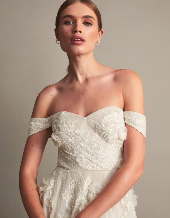 Monsoon Luciane OffShoulder Bridal Dress Ivory Women Embroidered Dresses Monsoon Luciane OffShoulder Bridal Dress Ivory Women Embroidered Dresses