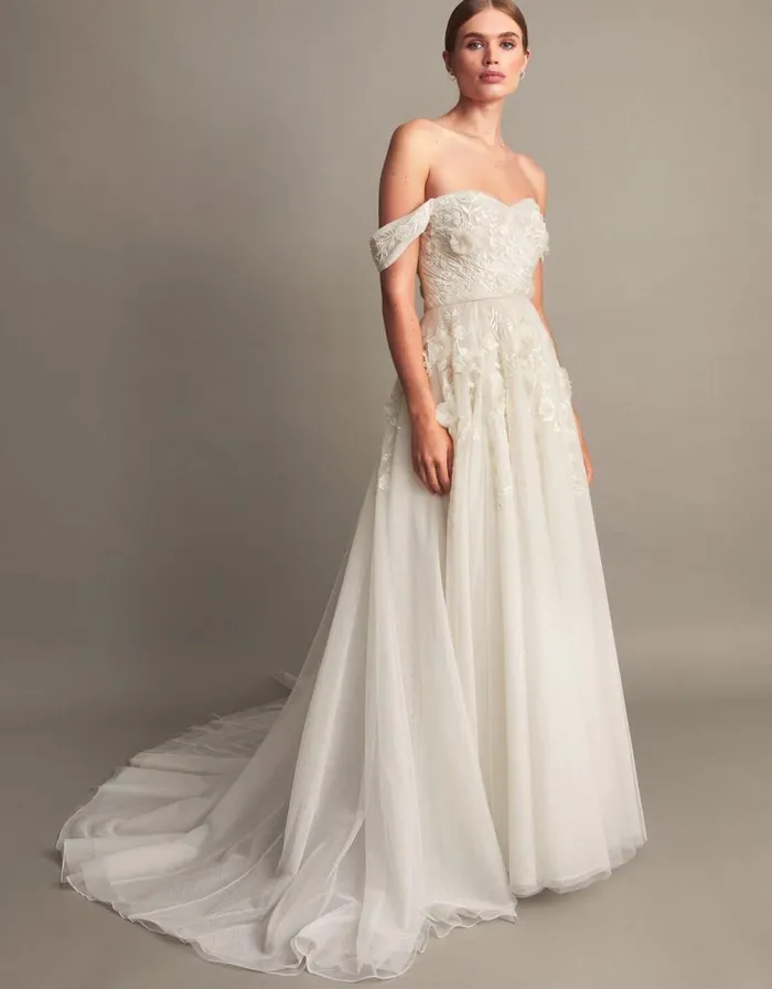 Monsoon Luciane OffShoulder Bridal Dress Ivory Women Embroidered Dresses Monsoon Luciane OffShoulder Bridal Dress Ivory Women Embroidered Dresses