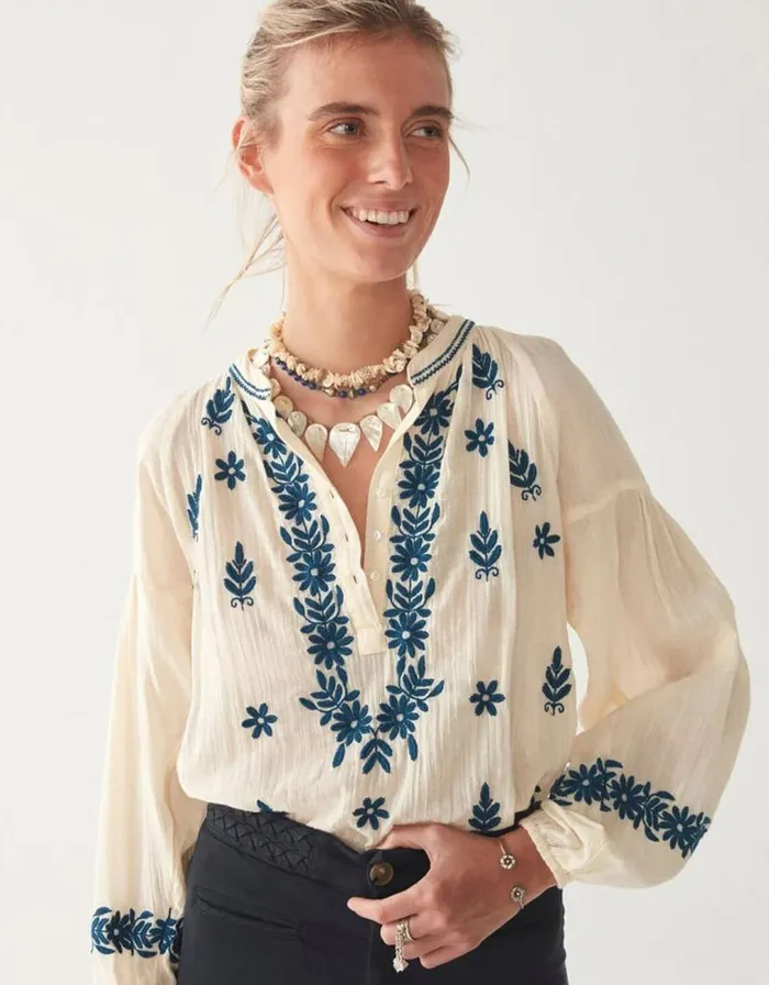 Monsoon Maison Hotel Embroidered Blouse Ivory Women Tops and Blouses Monsoon Maison Hotel Embroidered Blouse Ivory Women Tops and Blouses