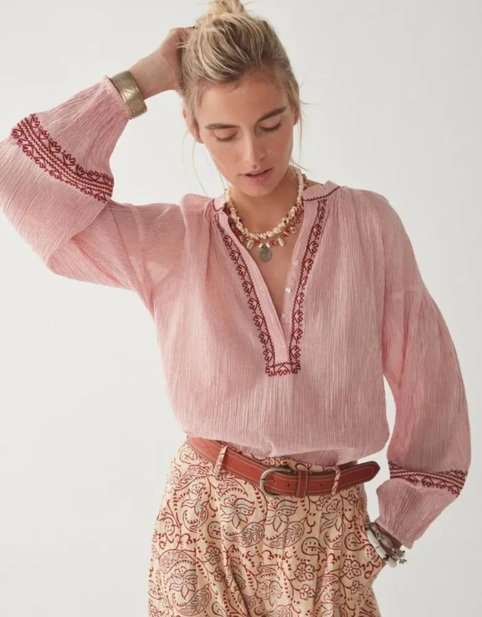 Monsoon Maison Hotel Embroidered Blouse Red Women Tops and Blouses Monsoon Maison Hotel Embroidered Blouse Red Women Tops and Blouses