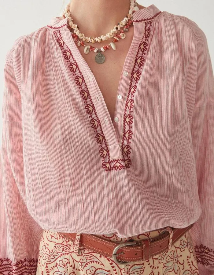 Monsoon Maison Hotel Embroidered Blouse Red Women Tops and Blouses Monsoon Maison Hotel Embroidered Blouse Red Women Tops and Blouses