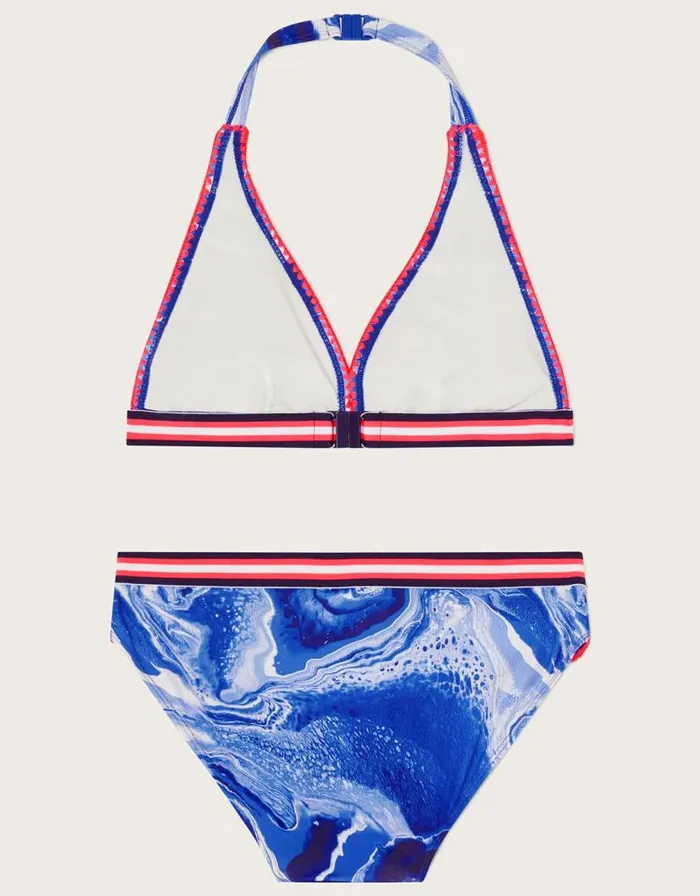 Monsoon Marble Trim Triangle Bikini Blue Children Beachwear and Swimwear Monsoon Marble Trim Triangle Bikini Blue Children Beachwear and Swimwear
