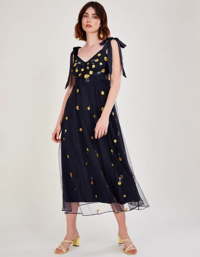 Monsoon Marisa Embroidered Midi Dress Blue Women Occasionwear Monsoon Marisa Embroidered Midi Dress Blue Women Occasionwear