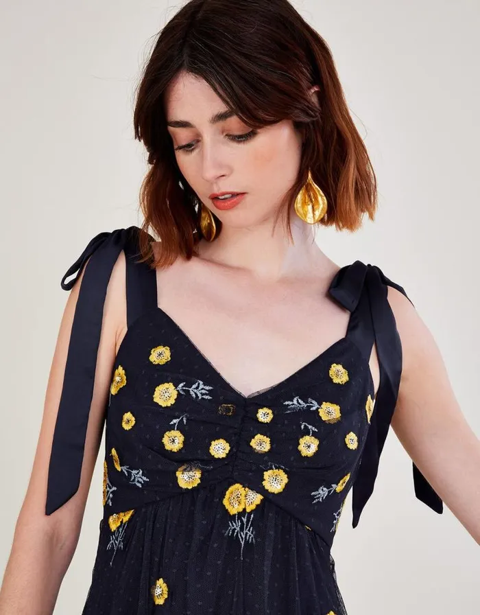 Monsoon Marisa Embroidered Midi Dress Blue Women Occasionwear Monsoon Marisa Embroidered Midi Dress Blue Women Occasionwear