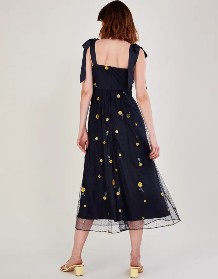 Monsoon Marisa Embroidered Midi Dress Blue Women Occasionwear Monsoon Marisa Embroidered Midi Dress Blue Women Occasionwear