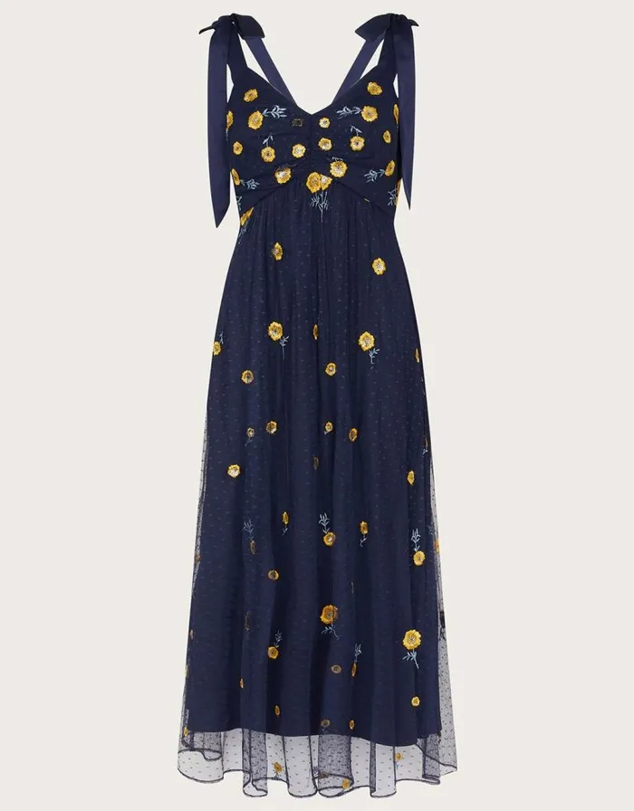 Monsoon Marisa Embroidered Midi Dress Blue Women Occasionwear Monsoon Marisa Embroidered Midi Dress Blue Women Occasionwear