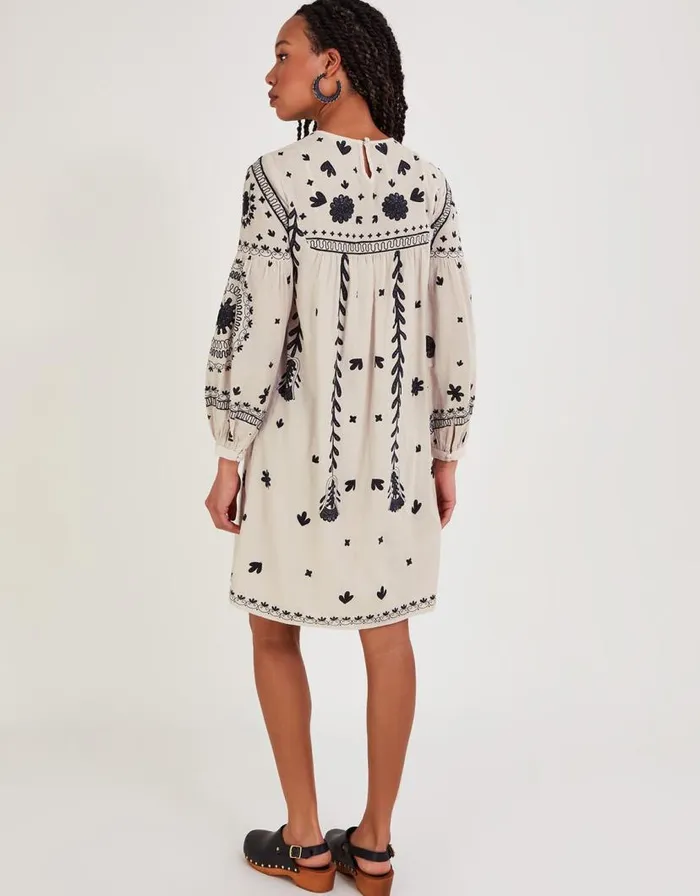 Monsoon Monochrome Floral Dress Ivory Women Casualwear Monsoon Monochrome Floral Dress Ivory Women Casualwear