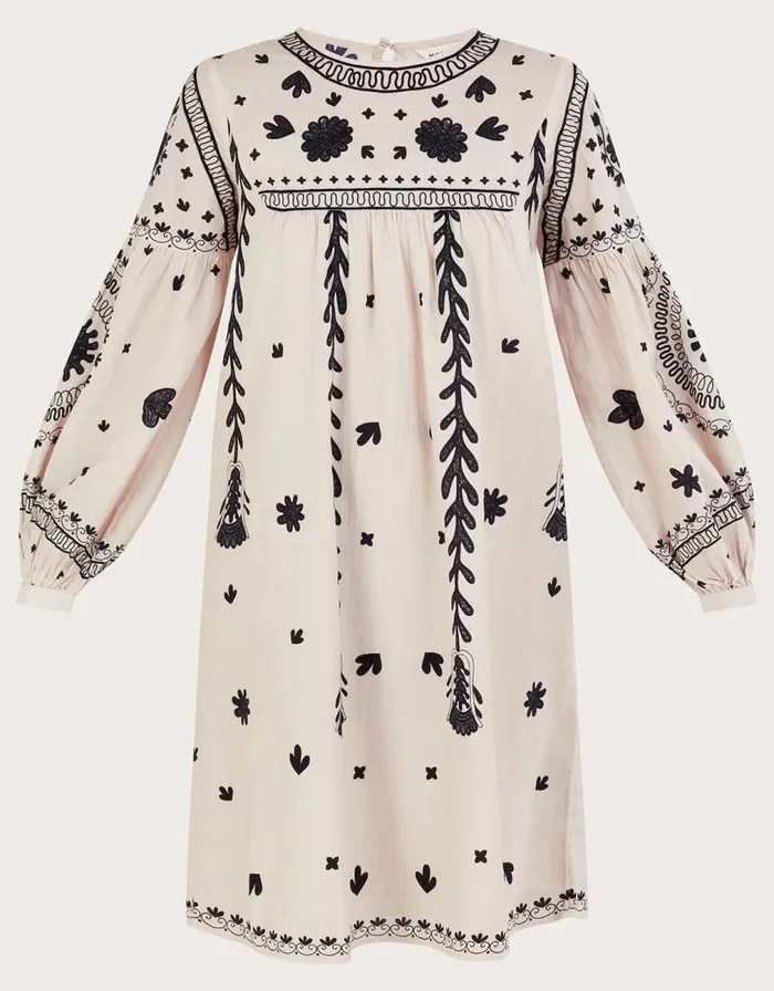 Monsoon Monochrome Floral Dress Ivory Women Casualwear Monsoon Monochrome Floral Dress Ivory Women Casualwear