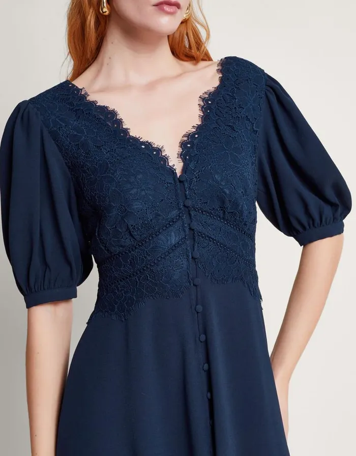 Monsoon Nancy Lace Tea Dress Blue Women Occasionwear Monsoon Nancy Lace Tea Dress Blue Women Occasionwear