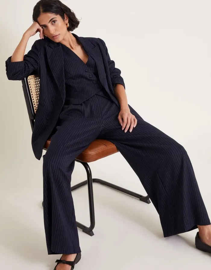 Monsoon Paige Pinstripe Waistcoat Blue Women Jackets Monsoon Paige Pinstripe Waistcoat Blue Women Jackets