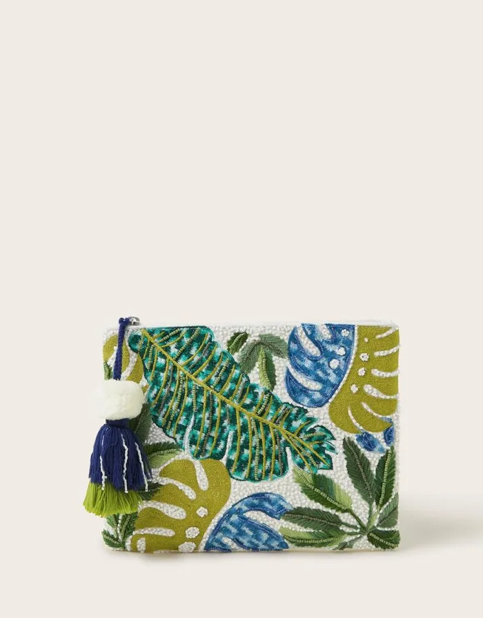 Monsoon Palm Beaded Clutch Bag Women Bags and Purses Monsoon Palm Beaded Clutch Bag Women Bags and Purses
