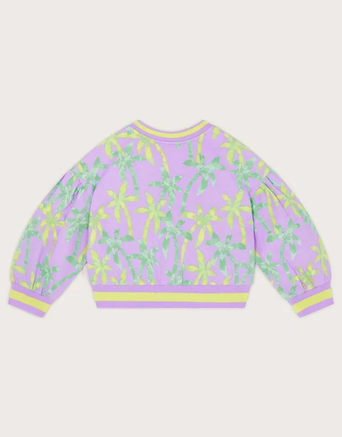 Monsoon Palm Print Bomber Jacket Purple Children Casualwear Collection Monsoon Palm Print Bomber Jacket Purple Children Casualwear Collection