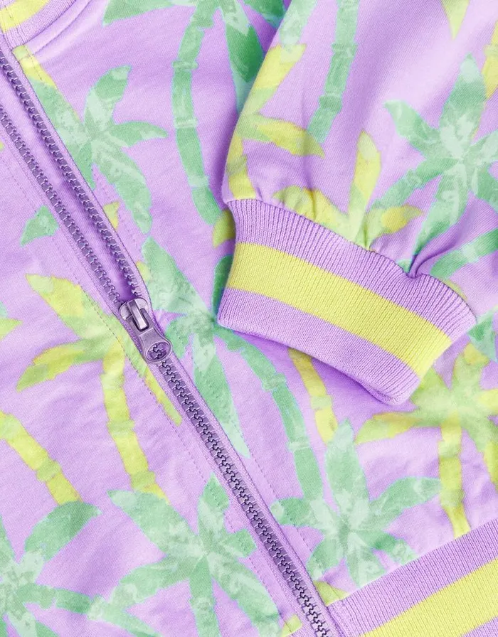 Monsoon Palm Print Bomber Jacket Purple Children Casualwear Collection Monsoon Palm Print Bomber Jacket Purple Children Casualwear Collection