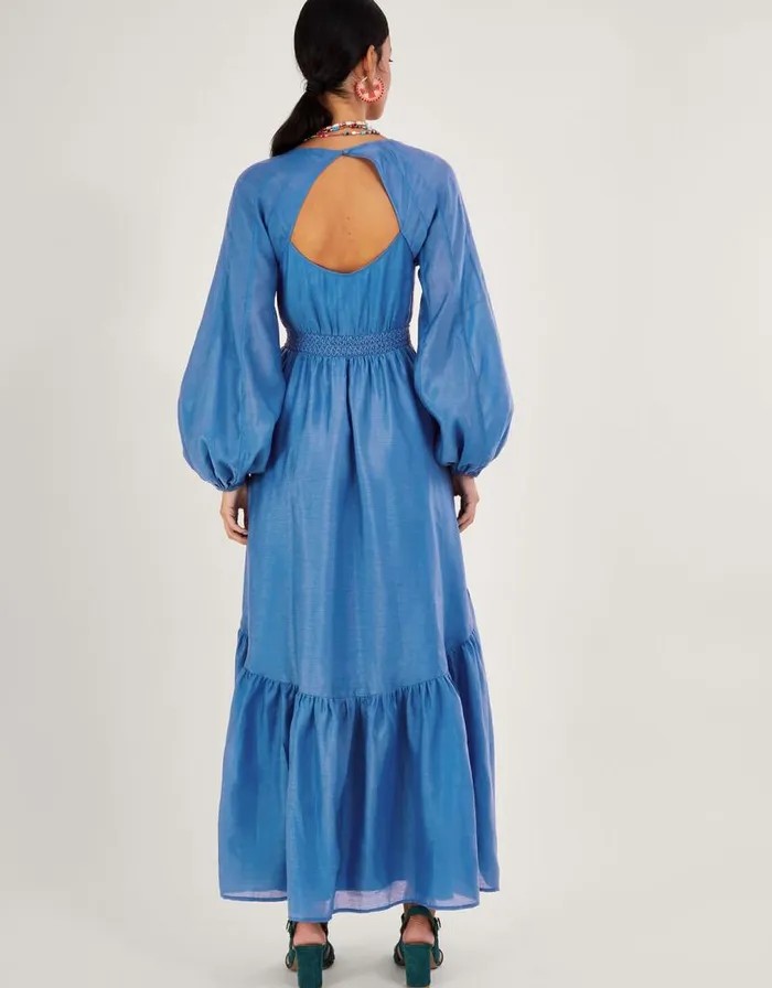 Monsoon Palmer Maxi Dress In Recycled Polyester Blue Women Occasionwear Monsoon Palmer Maxi Dress In Recycled Polyester Blue Women Occasionwear