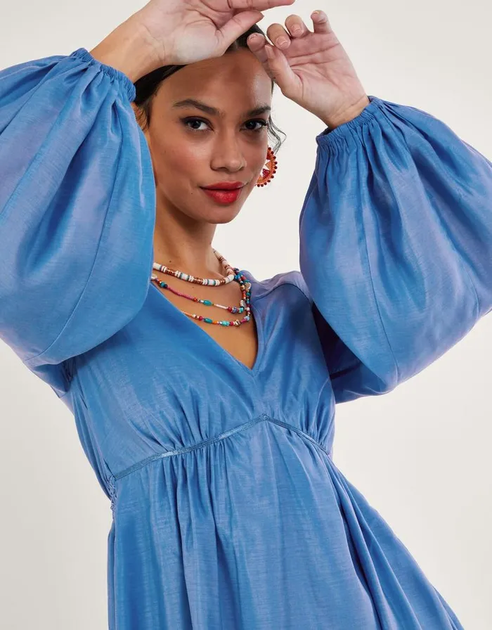 Monsoon Palmer Maxi Dress In Recycled Polyester Blue Women Occasionwear Monsoon Palmer Maxi Dress In Recycled Polyester Blue Women Occasionwear