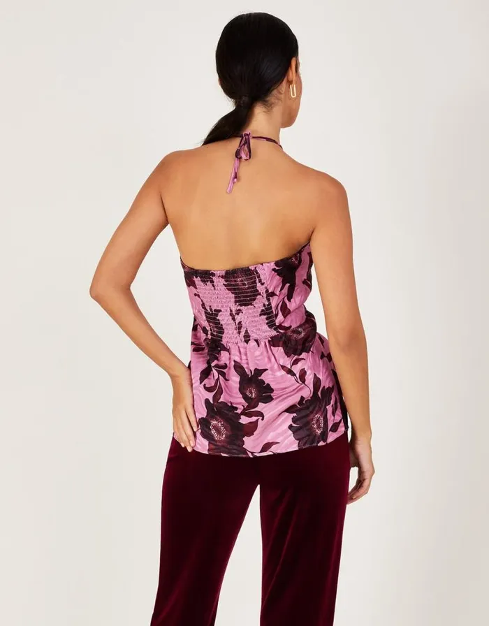Monsoon Peonella Print Halter Top Pink Women Tops and Blouses Monsoon Peonella Print Halter Top Pink Women Tops and Blouses