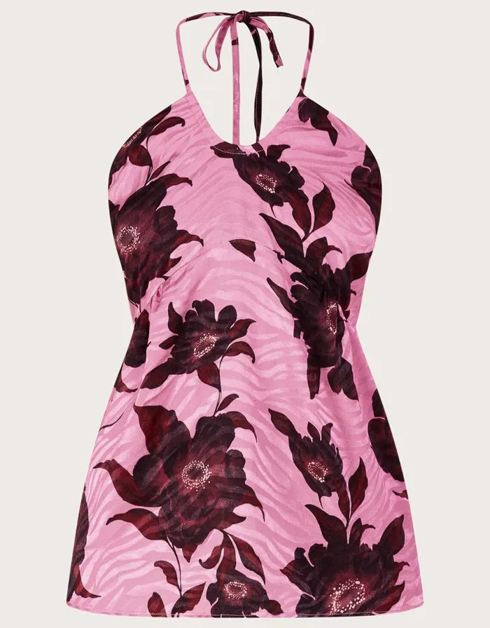 Monsoon Peonella Print Halter Top Pink Women Tops and Blouses Monsoon Peonella Print Halter Top Pink Women Tops and Blouses