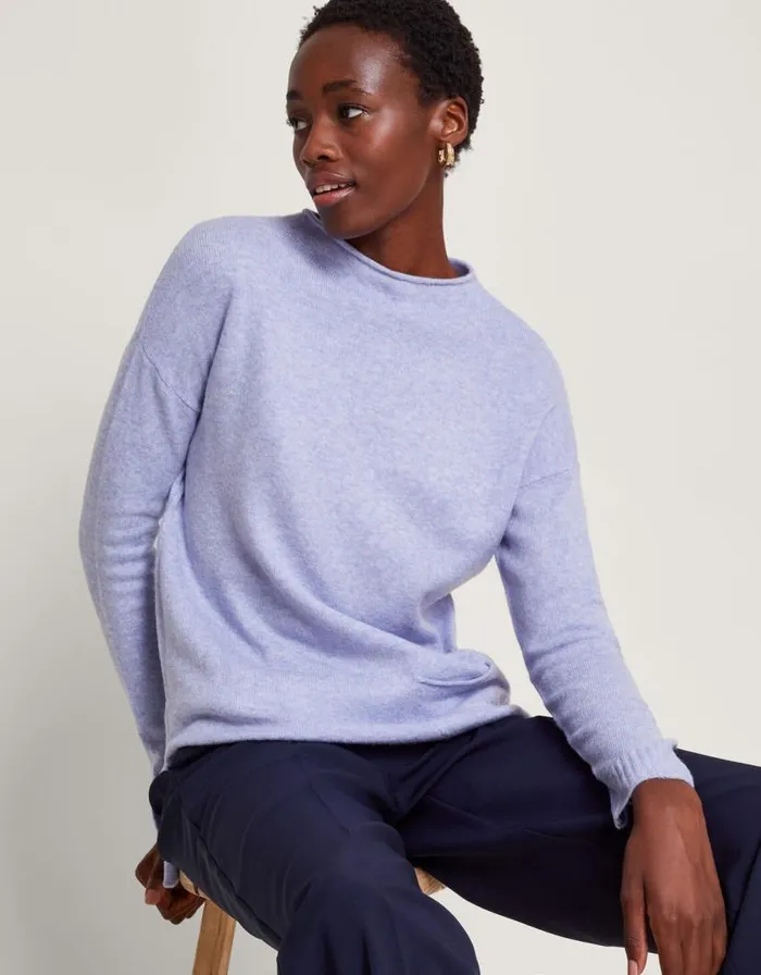 Monsoon Pia Pocket Jumper Purple Women Knitwear