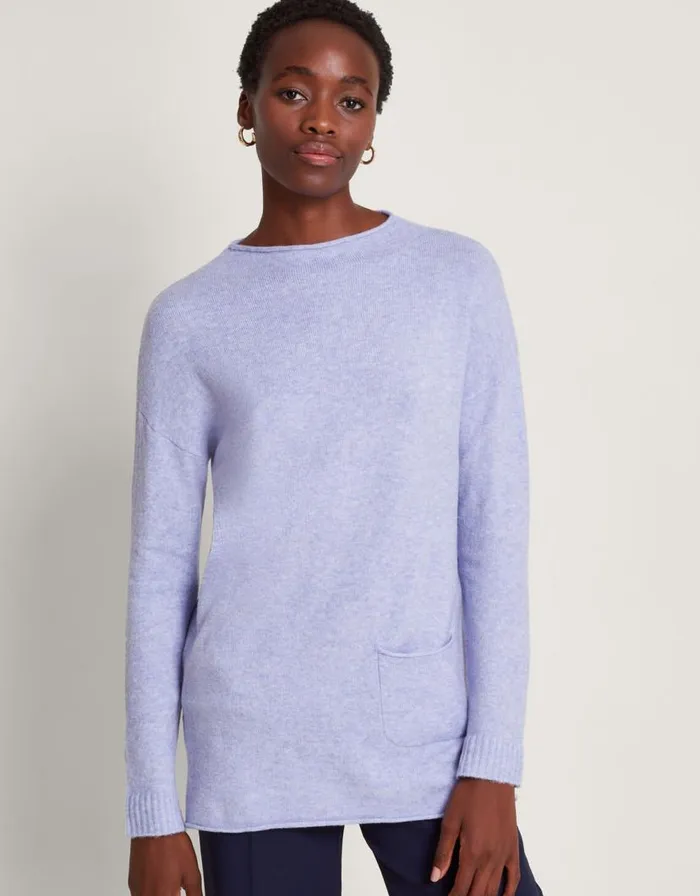 Monsoon Pia Pocket Jumper Purple Women Knitwear Monsoon Pia Pocket Jumper Purple Women Knitwear