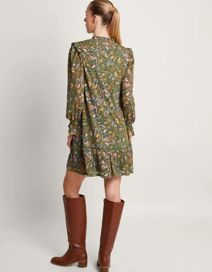 Monsoon Print Short Dress Green Women Work Dresses Monsoon Print Short Dress Green Women Work Dresses