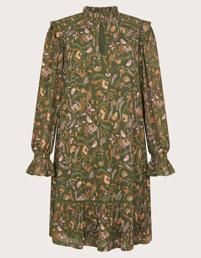Monsoon Print Short Dress Green Women Work Dresses Monsoon Print Short Dress Green Women Work Dresses