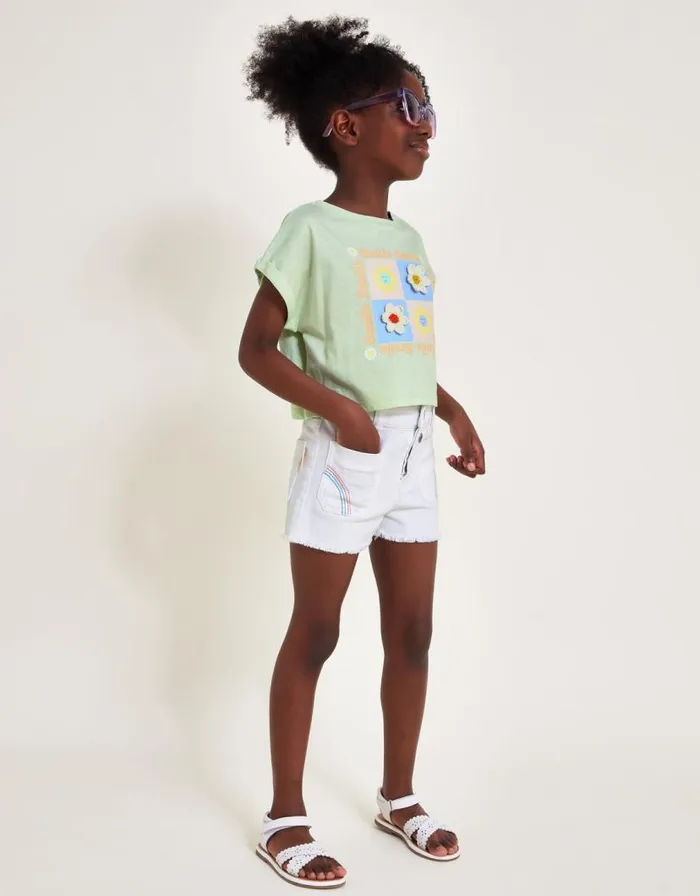 Monsoon Rainbow Denim Shorts White Children Casualwear Collection