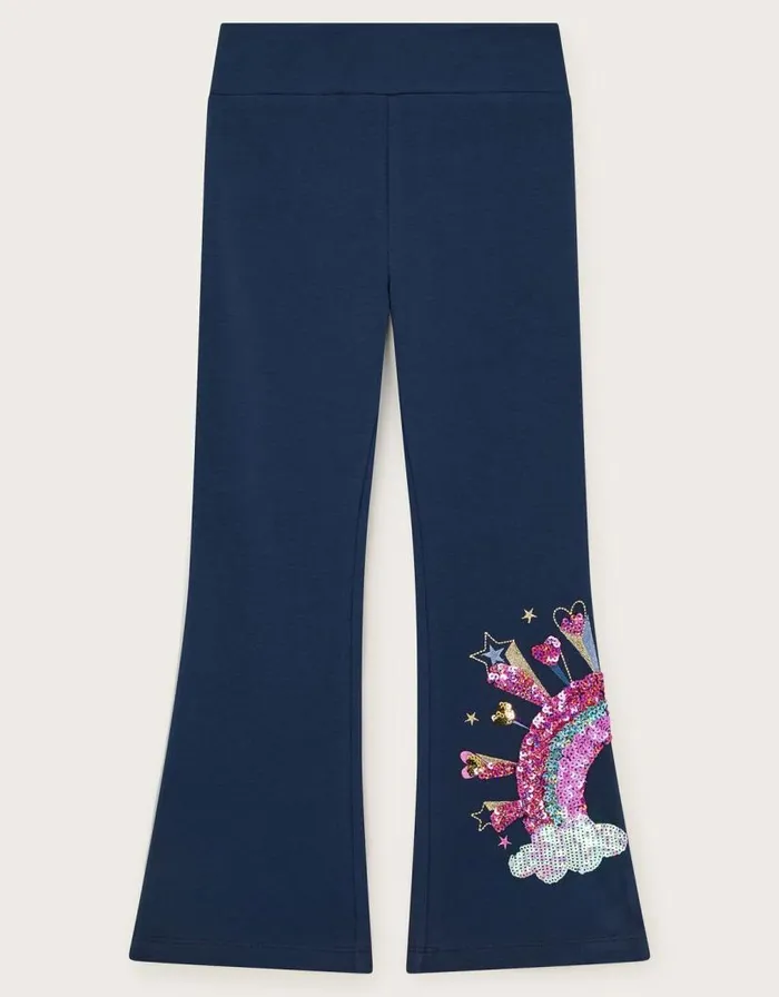 Monsoon Rainbow Kick Flare Leggings Blue Children Trousers and Shorts