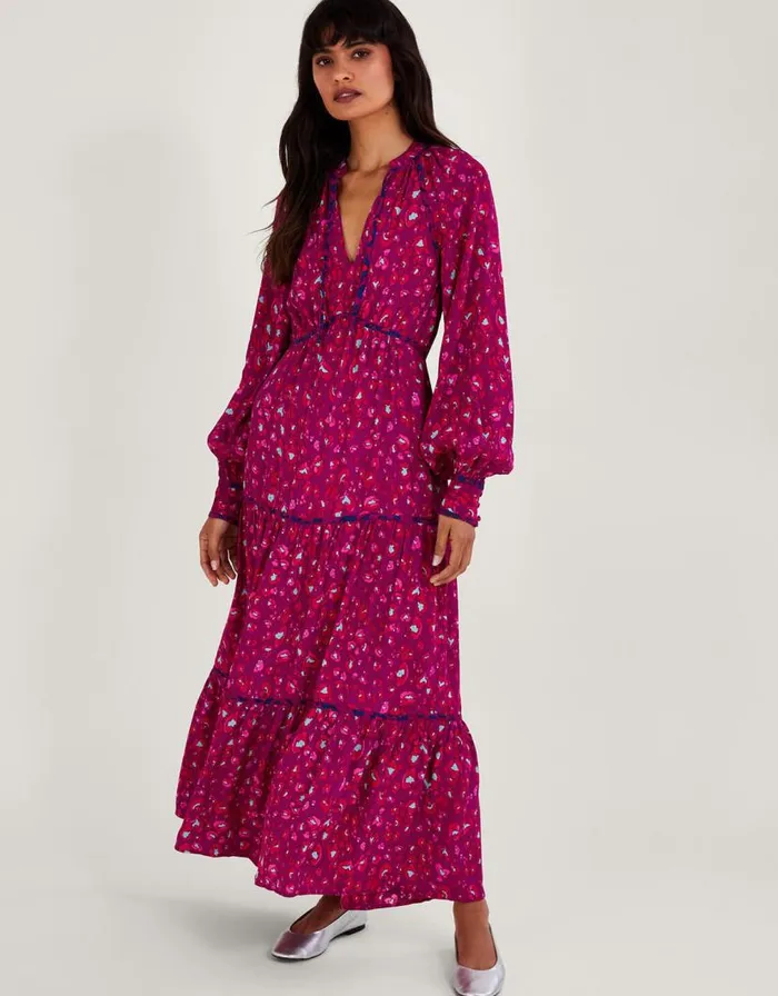 Monsoon Sara Animal Print Dress Pink Women Day Dresses Monsoon Sara Animal Print Dress Pink Women Day Dresses