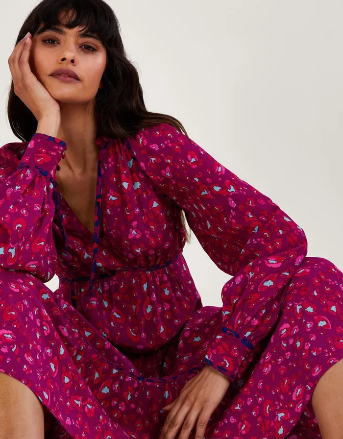 Monsoon Sara Animal Print Dress Pink Women Day Dresses Monsoon Sara Animal Print Dress Pink Women Day Dresses