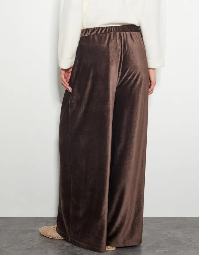Monsoon Shay Rib Velour Wide Leg Trousers Brown Women Casualwear Monsoon Shay Rib Velour Wide Leg Trousers Brown Women Casualwear