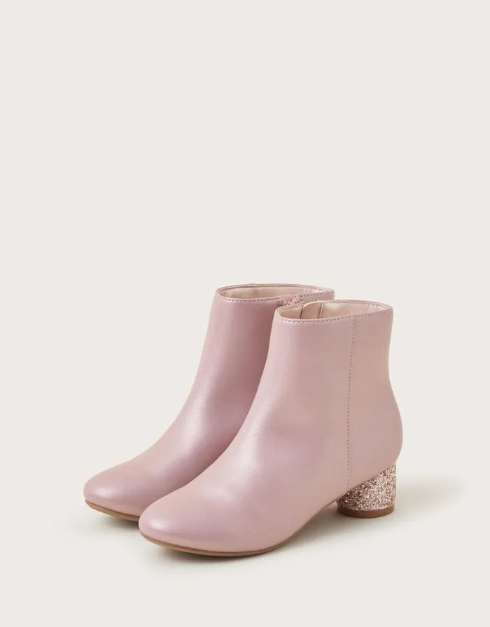 Monsoon Shimmer Heel Boots Pink Children Girls039 Shoes and Sandals