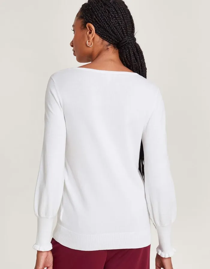Monsoon Side Knot Twist Jumper With LENZING ECOVERO Ivory Women Knitwear Monsoon Side Knot Twist Jumper With LENZING ECOVERO Ivory Women Knitwear