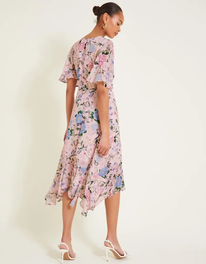 Monsoon Sisi Floral Print Dress Pink Women Occasionwear Monsoon Sisi Floral Print Dress Pink Women Occasionwear