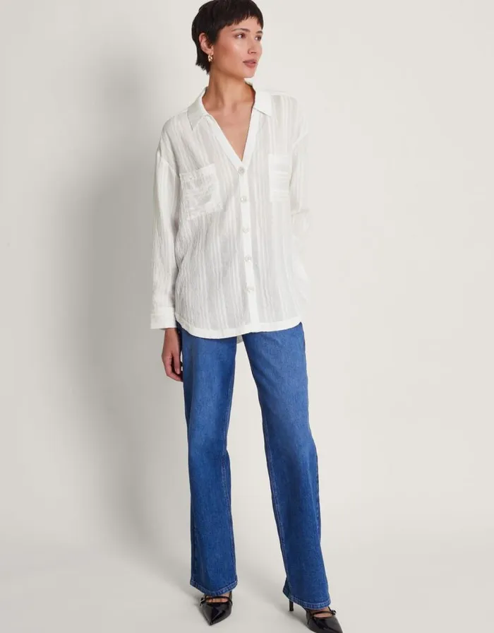Monsoon Sofia Long Sleeve Textured Shirt White Women Tops and Blouses Monsoon Sofia Long Sleeve Textured Shirt White Women Tops and Blouses