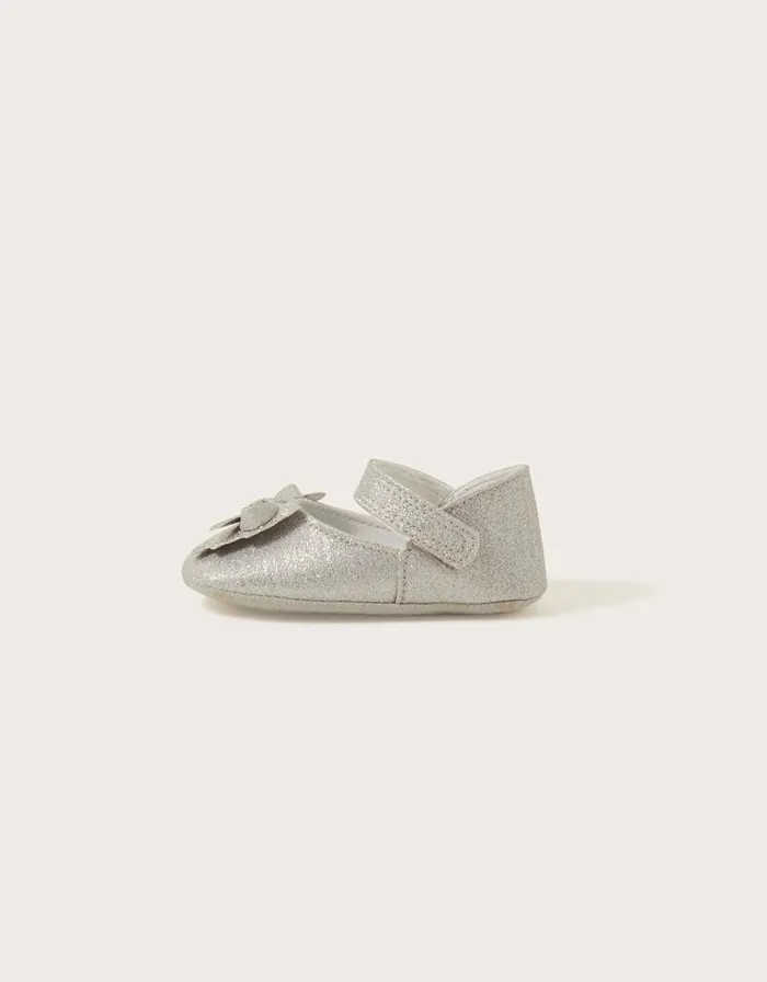 Monsoon Sparkle Bow Booties Silver Children Partywear Monsoon Sparkle Bow Booties Silver Children Partywear